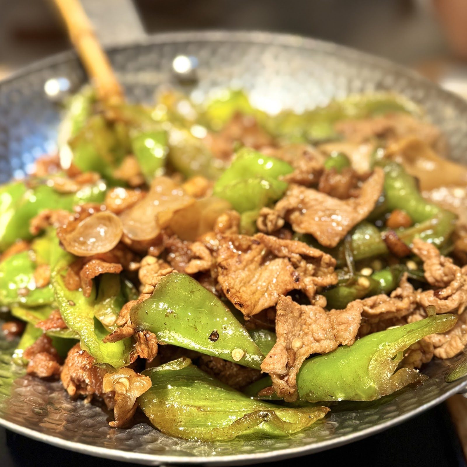 Stir-fried pork with chili at Nong Geng Ji's Flushing restaurant